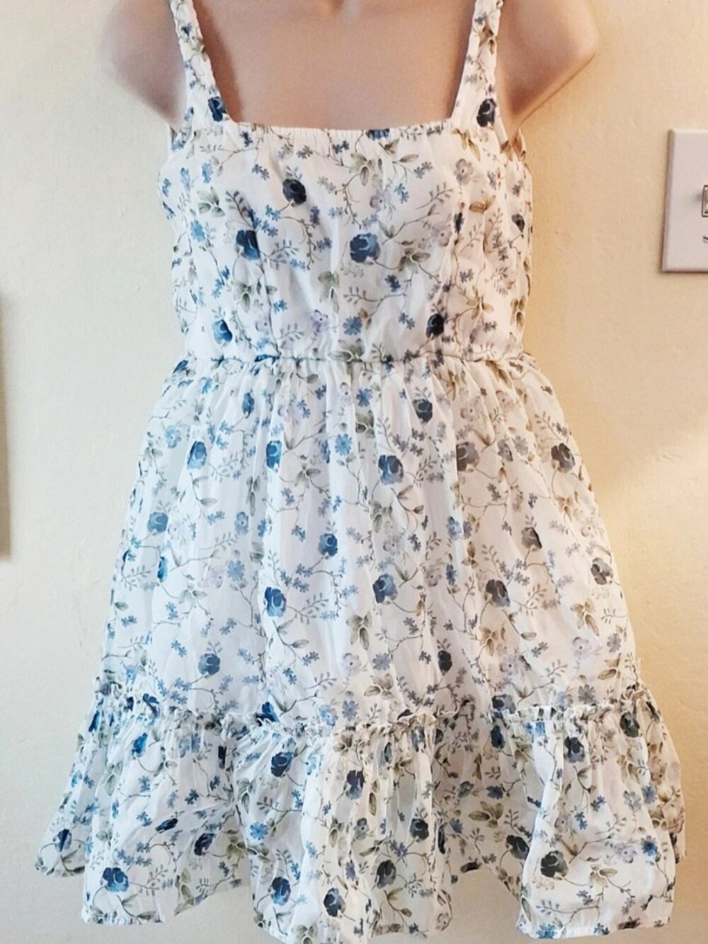 White and blue floral  xs dress
